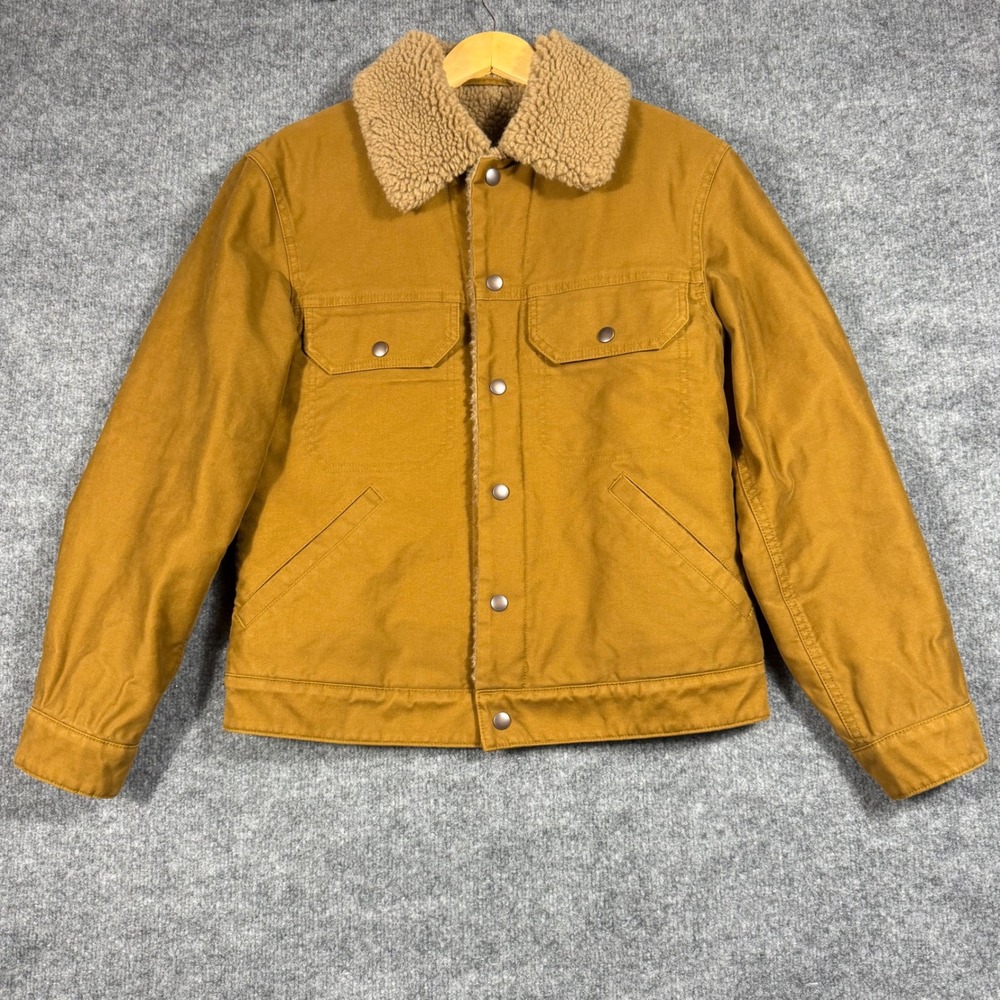 Uniqlo Men U Sherpa Lined Trucker Jacket‎ XS Brown Canvas Workwear EUC